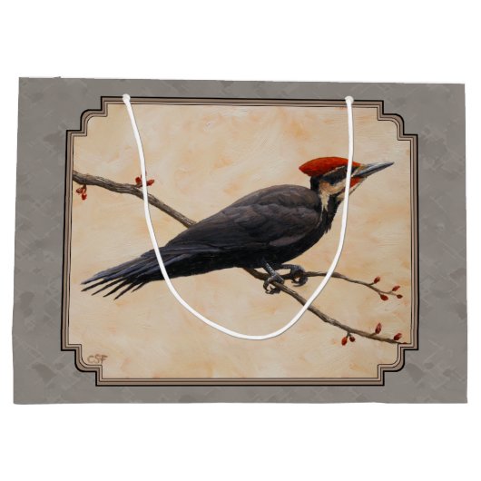 Pileated Woodpecker Gray Large Cadeautasje (Achterkant)