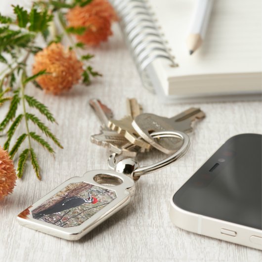 Pileated Woodpecker Sleutelhanger (Zijkant)