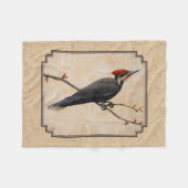 Pileated Woodpecker Tan Fleece Deken (Voorkant (Horizontaal))