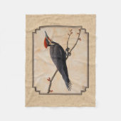 Pileated Woodpecker Tan Fleece Deken (Voorkant)
