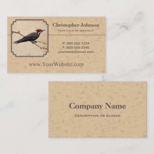 Pileated Woodpecker Tan Visitekaartje (Voorkant / Achterkant)