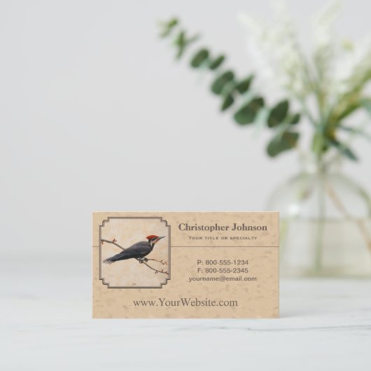 Pileated Woodpecker Tan Visitekaartje (Staand voorkant)