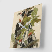 Pileated Woodpecker uit Audubon Birds of America Vierkante Klok (Hoek)