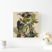 Pileated Woodpecker uit Audubon Birds of America Vierkante Klok (Huis)