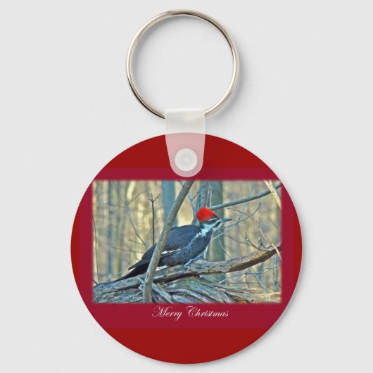 Pileed Woodpecker Merry-kerstartikelen Sleutelhanger (Voorkant)