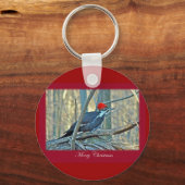 Pileed Woodpecker Merry-kerstartikelen Sleutelhanger (Voorkant)