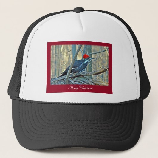 Pileed Woodpecker Merry-kerstartikelen Trucker Pet (Voorkant)