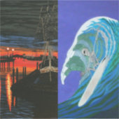 Pilgrim bij het ochtendschilderij en dag van de do sticker (Voorkant)