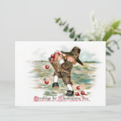 Pilgrim Boy met appels Feestdagenkaart (Staand voorkant)