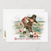 Pilgrim Boy met appels Feestdagenkaart (Voorkant / Achterkant)