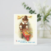 Pilgrim Boy Thanksgiving Illustratie Feestdagenkaart (Staand voorkant)