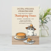 Pilgrim Cat Purrfect Funny Thanksgiving Dinner Kaart (Staand voorkant)