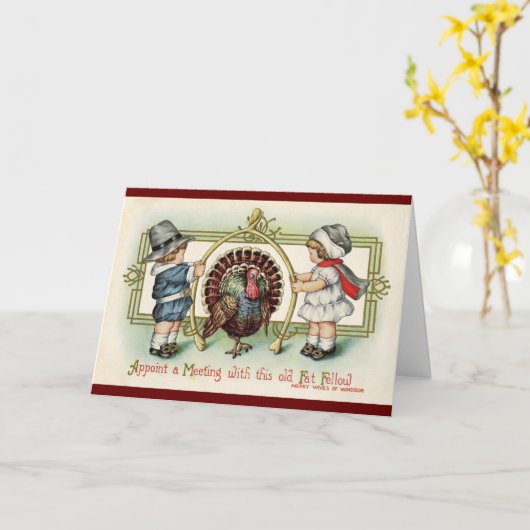 Pilgrim Children en Turkey Card Kaart (Gele Bloem)