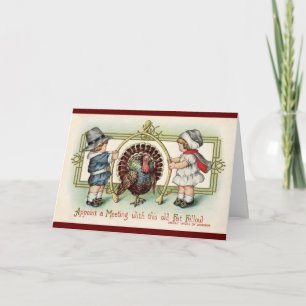 Pilgrim Children en Turkey Card Kaart