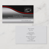 Pilgrim Compact Signing, rode swoosh, metaal-effec Visitekaartje (Voorkant / Achterkant)