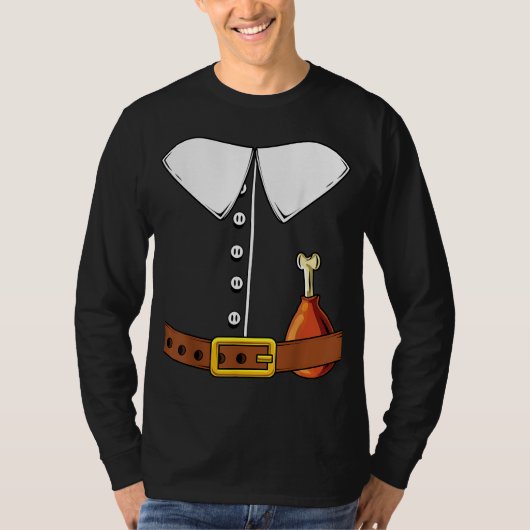 Pilgrim Costume Pet Colonist Thanksgiving Turkije  T-shirt (Voorkant)