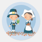 Pilgrim Couple Ronde Sticker (Voorkant)