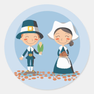 Pilgrim Couple Ronde Sticker