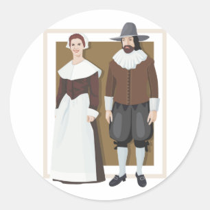 Pilgrim Couple Ronde Sticker