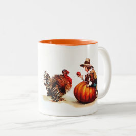 Pilgrim en Thanksgiving Gift Turkije Tweekleurige Koffiemok