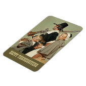Pilgrim Familie.  Art Thanksgiving Gift Magneet (Linkerzijde)