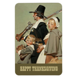 Pilgrim Familie.  Art Thanksgiving Gift Magneet