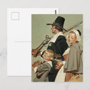 Pilgrim Familie.  kunstThanksgiving Briefkaart
