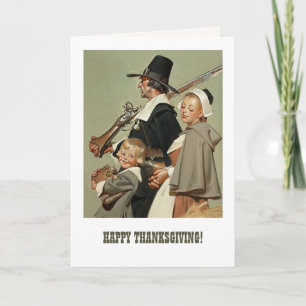 Pilgrim Familie.  kunstThanksgiving Feestdagen Kaart