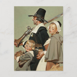 Pilgrim Familie. Thanksgiving Briefkaarten