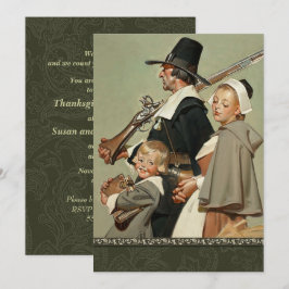 Pilgrim Family Thanksgiving Dinner Invitations Kaart