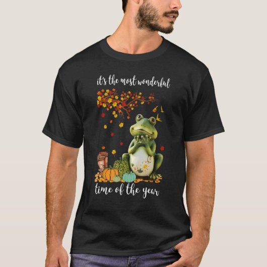 Pilgrim Frog laat de Thanksgiving Herfst Autum van T-shirt (Voorkant)