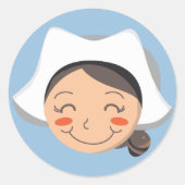 Pilgrim Girl Ronde Sticker (Voorkant)