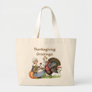 Pilgrim Girl - Tekst aanpassen optie Grote Tote Bag