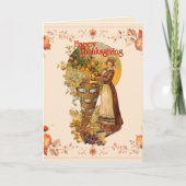 Pilgrim Girl Thanksgiving Bedankkaart (Voorkant)