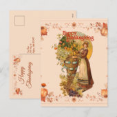 Pilgrim Girl Thanksgiving Feestdagenkaart (Voorkant / Achterkant)
