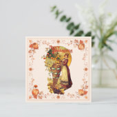 Pilgrim Girl Thanksgiving Kaart (Staand voorkant)