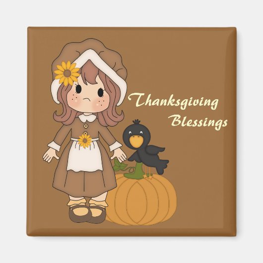 Pilgrim Girl Thanksgiving Magnet (Voorkant)