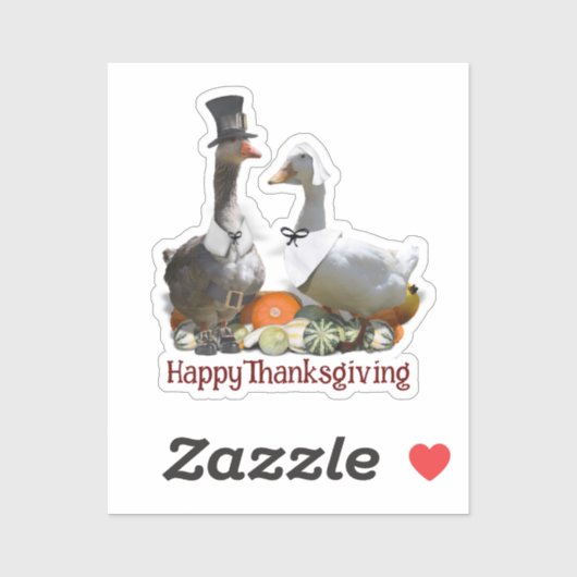 Pilgrim Goose Duck Thanksgiving Sticker (Vel)