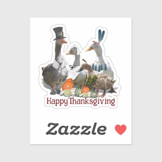 Pilgrim Goose Ducks Thanksgiving  Sticker (Vel)