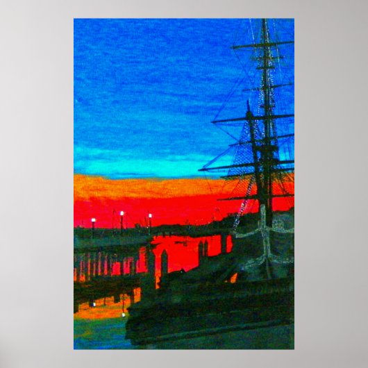 Pilgrim in dawn Dana point-havenschilderij Poster (Voorkant)