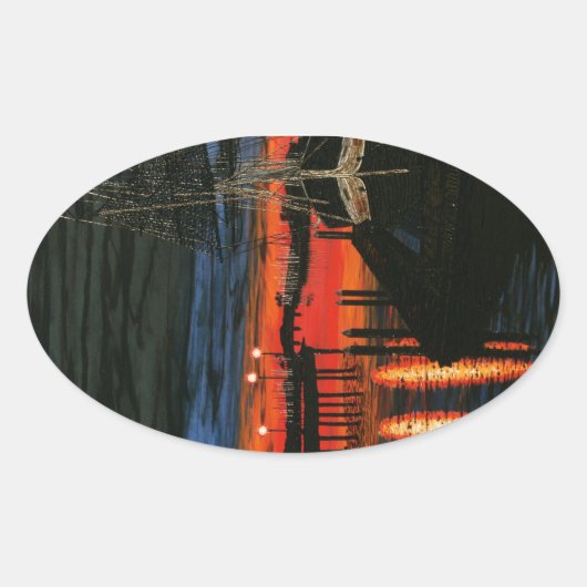 Pilgrim in het dagerpunt Dana Ovale Sticker (Voorkant)