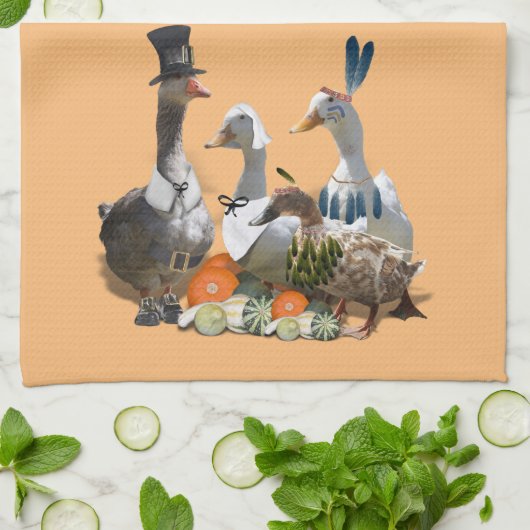 Pilgrim & Indiase Thanksgiving Kitchen Towel Theedoek (Gevouwen)