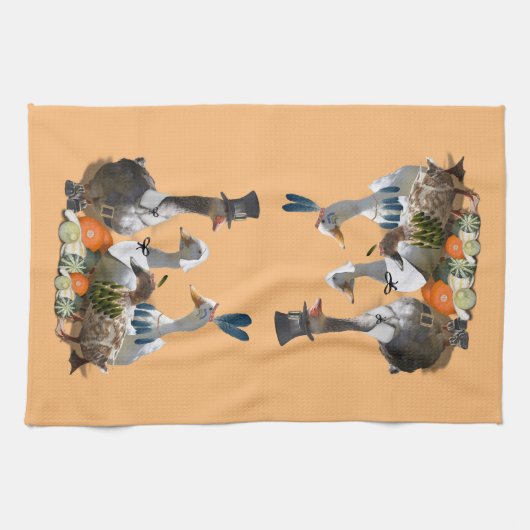 Pilgrim & Indiase Thanksgiving Kitchen Towel Theedoek (Horizontaal)