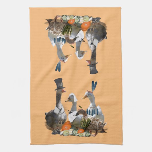 Pilgrim & Indiase Thanksgiving Kitchen Towel Theedoek (Verticaal)