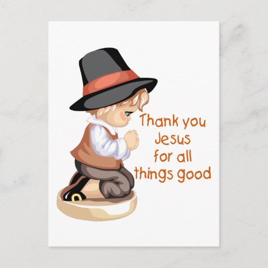 Pilgrim jongen bidt op knieën briefkaart (Voorkant)