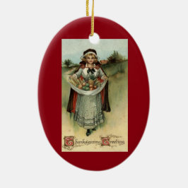 Pilgrim Lady  Thanksgiving Ornament