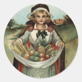 Pilgrim Lady  Thanksgiving Sticker