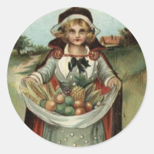 Pilgrim Lady  Thanksgiving Sticker