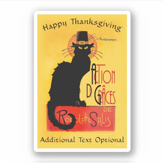 Pilgrim Le Chat Noir Thanksgiving  Sticker (Voorkant)