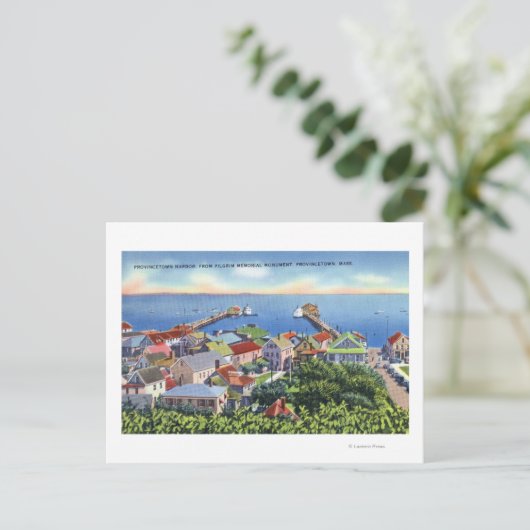 Pilgrim Memorial Uitzicht van de haven Briefkaart (Staand voorkant)